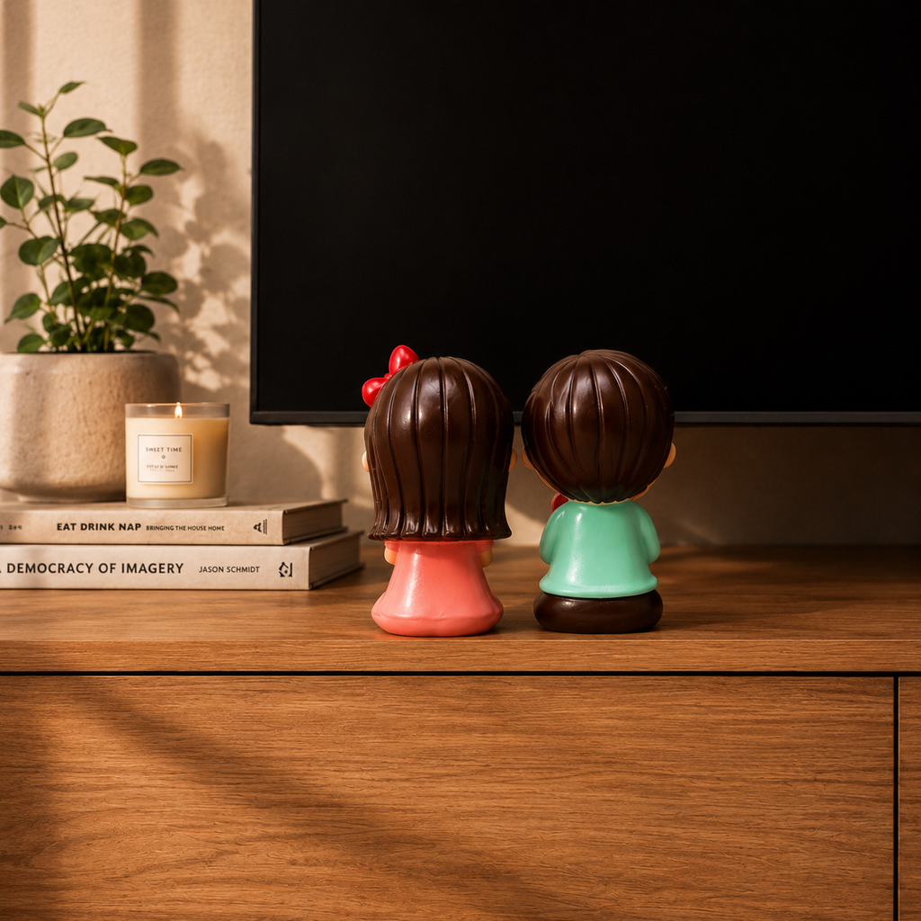 Polyresin Pastel Glossy Couple Showpiece