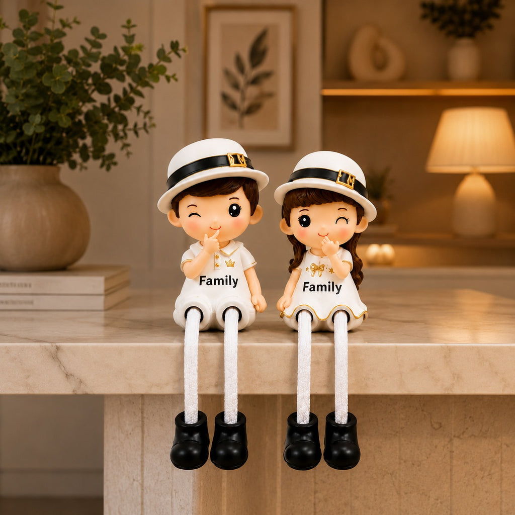 Polyresin Family Theme Hat Wearing Couple Showpiece