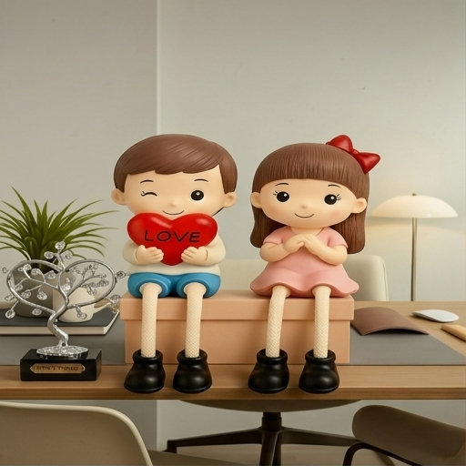 Polyresin Seated Heart Symbol Couple Showpiece