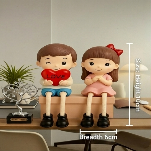 Polyresin Seated Heart Symbol Couple Showpiece