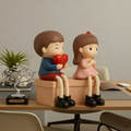 Polyresin Hand Painted Heart Sitting Couple Showpiece