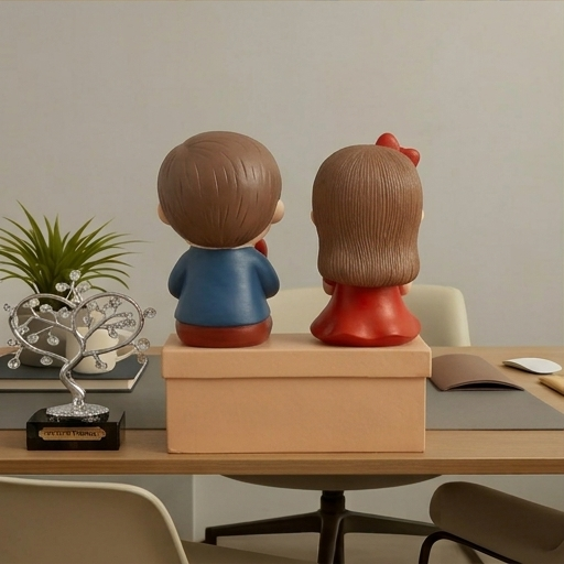 Polyresin Hand Painted Heart Sitting Couple Showpiece