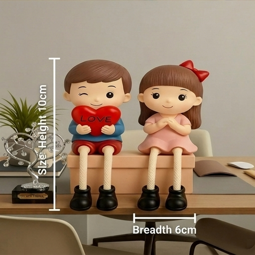 Polyresin Hand Painted Heart Sitting Couple Showpiece