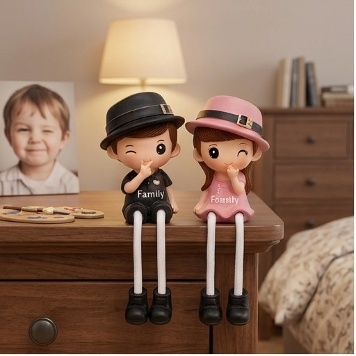Polyresin Glossy Seated Together Couple Showpiece