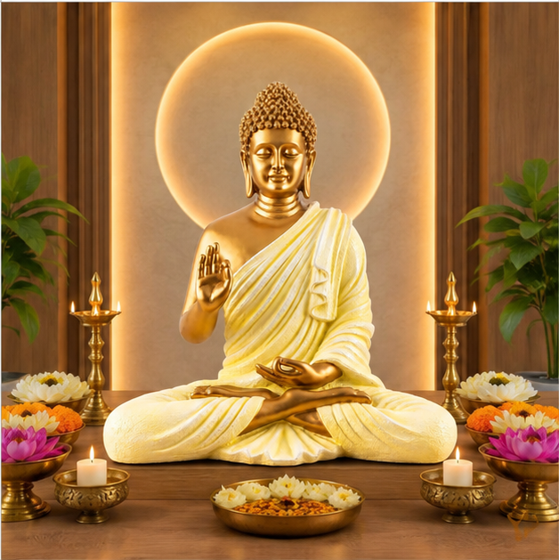 15-Inch Meditating Buddha Statue – Handcrafted Polyresin Idol for Home Decor & Peace
