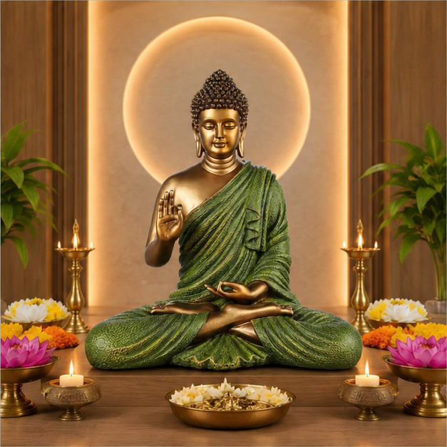 15-Inch Meditating Buddha Statue – Handcrafted Polyresin Idol for Home Decor & Peace