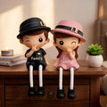 Polyresin Boy Girl Seated Heart Couple Showpiece