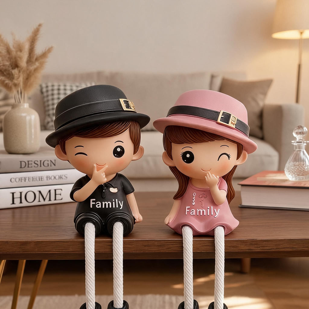 Polyresin Sweet Sitting Together Couple Showpiece