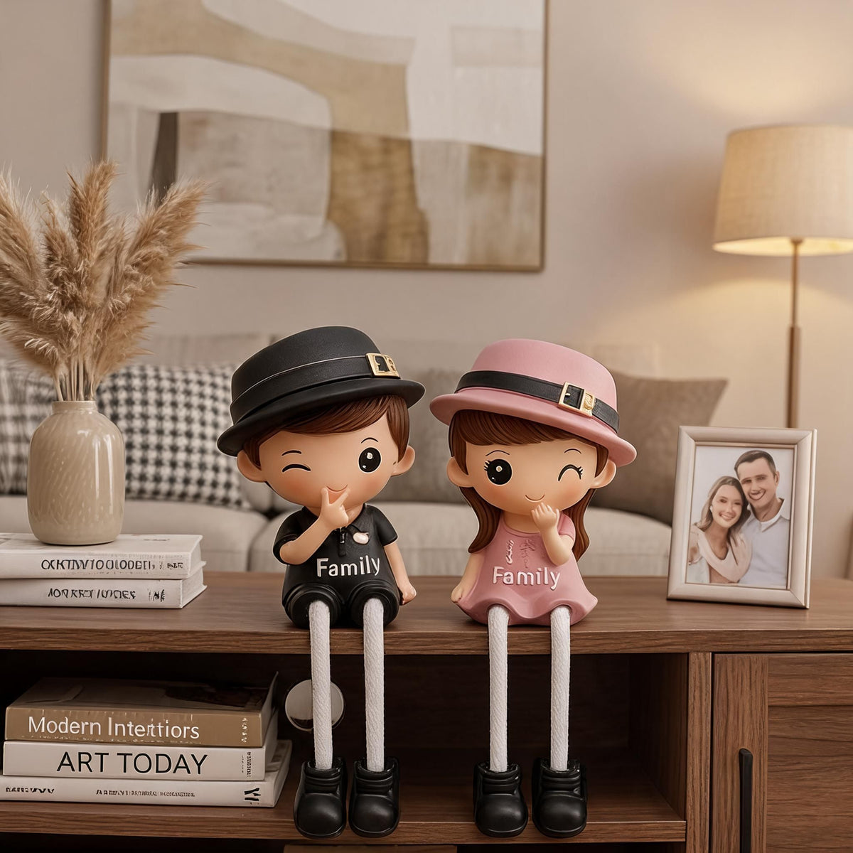 Polyresin Sweet Sitting Together Couple Showpiece