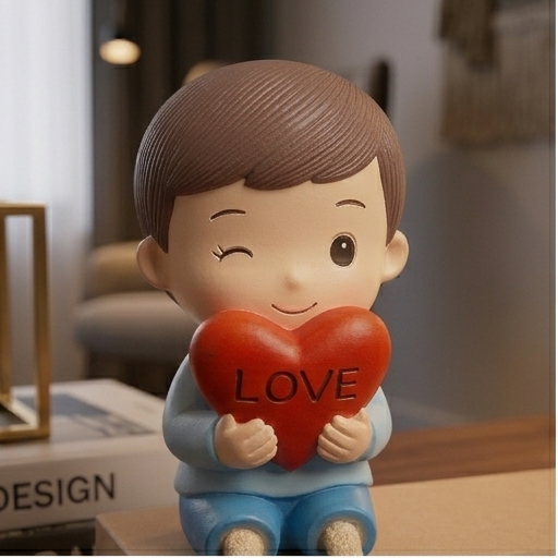 Polyresin Seated Heart Couple Showpiece
