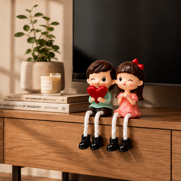 Polyresin Pastel Glossy Couple Showpiece