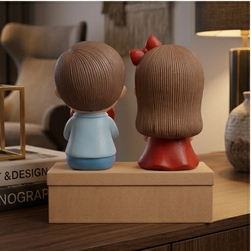 Polyresin Seated Heart Couple Showpiece