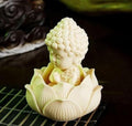 Polyresin Matte White Baby Buddha Monk Lotus Candle Holder